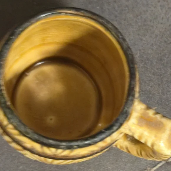 Japan Vintage Ceramic Barrel Toothpick Holder MCM Faux Wood Grain Brown Tan Mini - Picture 7 of 9